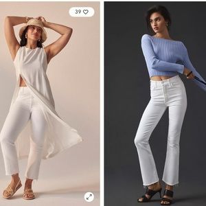 MOTHER Jeans The Hustler Ankle Fray Jeans in White Size 28 NWT